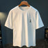 Premium Men's Embroidered T-Shirt – 2025 Summer Loose Fit Printed Half Sleeve Top with Slimming Style